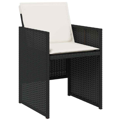 5-tlg. Garten-Essgruppe mit Kissen Schwarz Poly Rattan