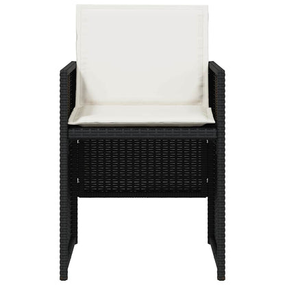 5-tlg. Garten-Essgruppe mit Kissen Schwarz Poly Rattan