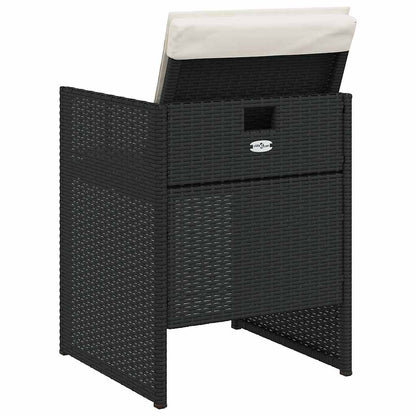 5-tlg. Garten-Essgruppe mit Kissen Schwarz Poly Rattan