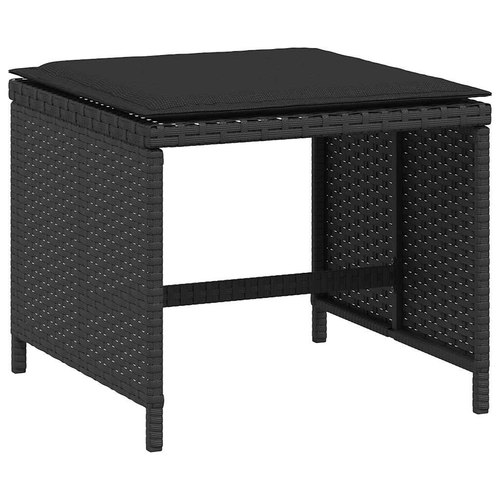5-tlg. Garten-Essgruppe mit Kissen Schwarz Poly Rattan