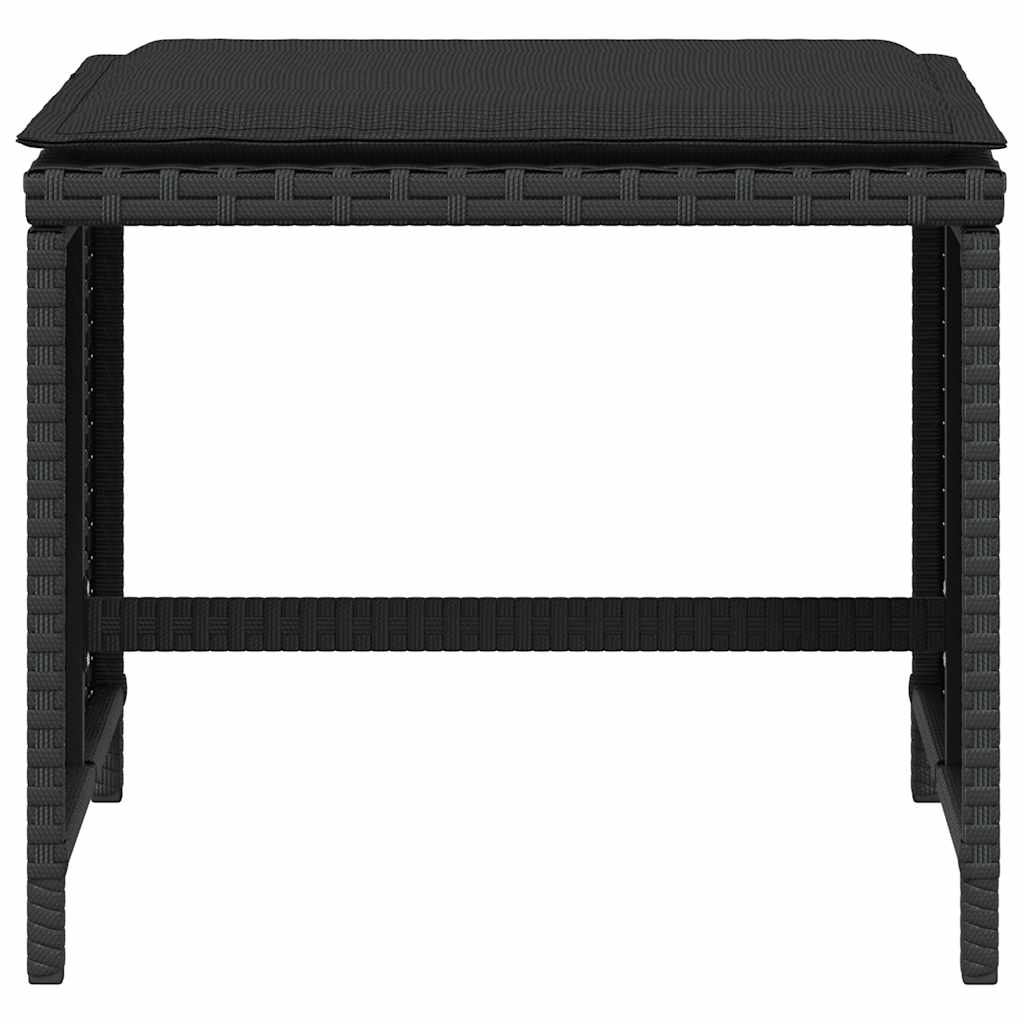5-tlg. Garten-Essgruppe mit Kissen Schwarz Poly Rattan