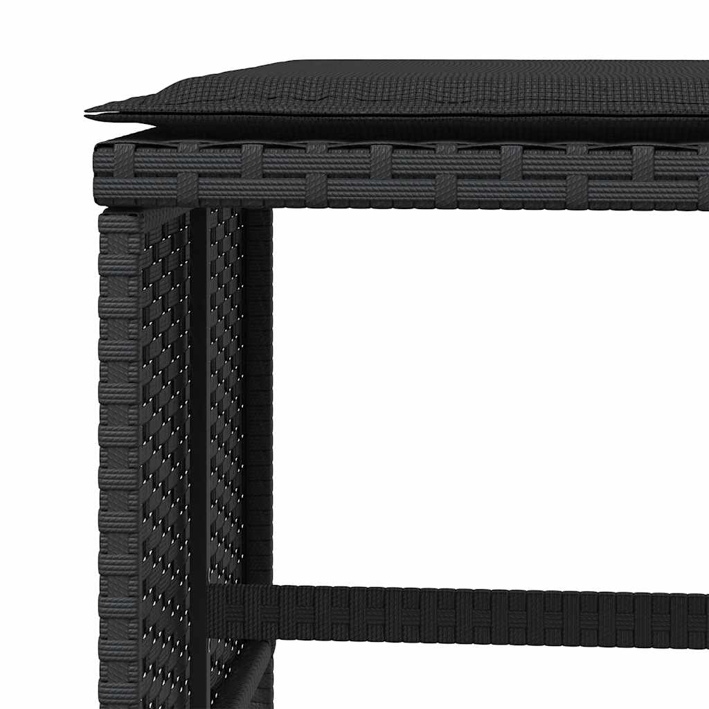 5-tlg. Garten-Essgruppe mit Kissen Schwarz Poly Rattan