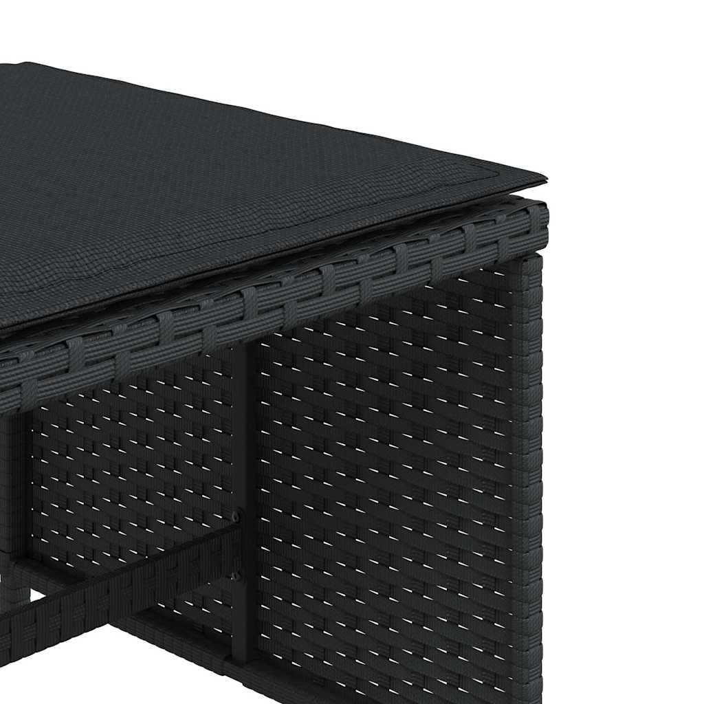 5-tlg. Garten-Essgruppe mit Kissen Schwarz Poly Rattan