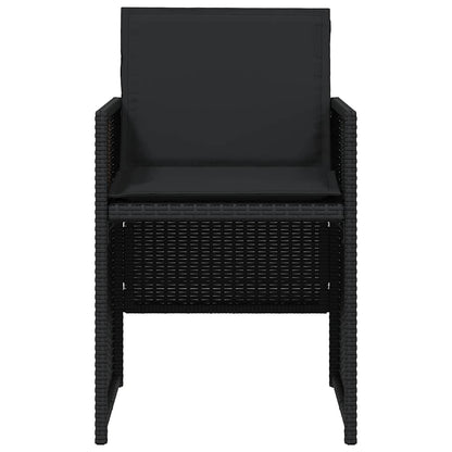 5-tlg. Garten-Essgruppe mit Kissen Schwarz Poly Rattan