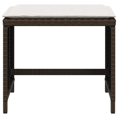 5-tlg. Garten-Essgruppe mit Kissen Braun Poly Rattan