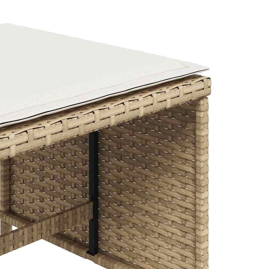5-tlg. Garten-Essgruppe mit Kissen Beige Poly Rattan
