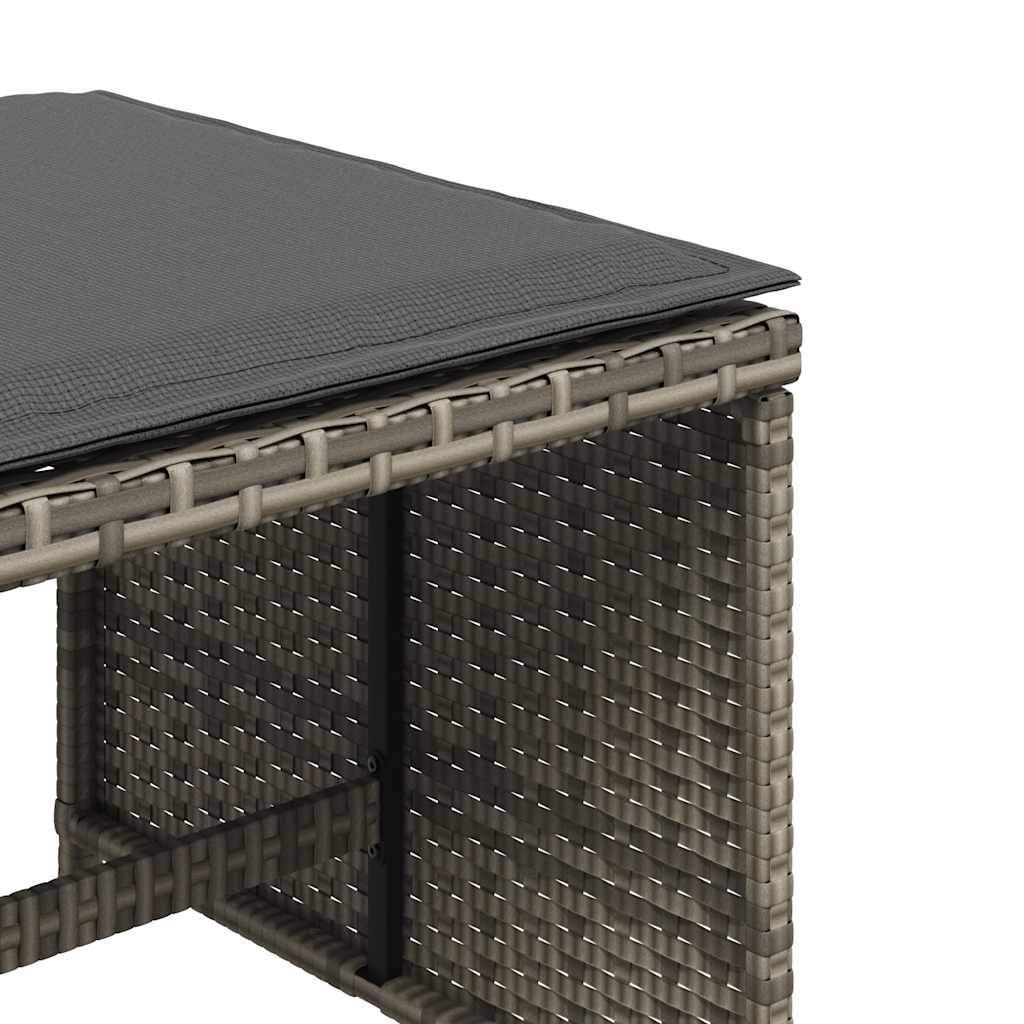 5-tlg. Garten-Essgruppe mit Kissen Grau Poly Rattan