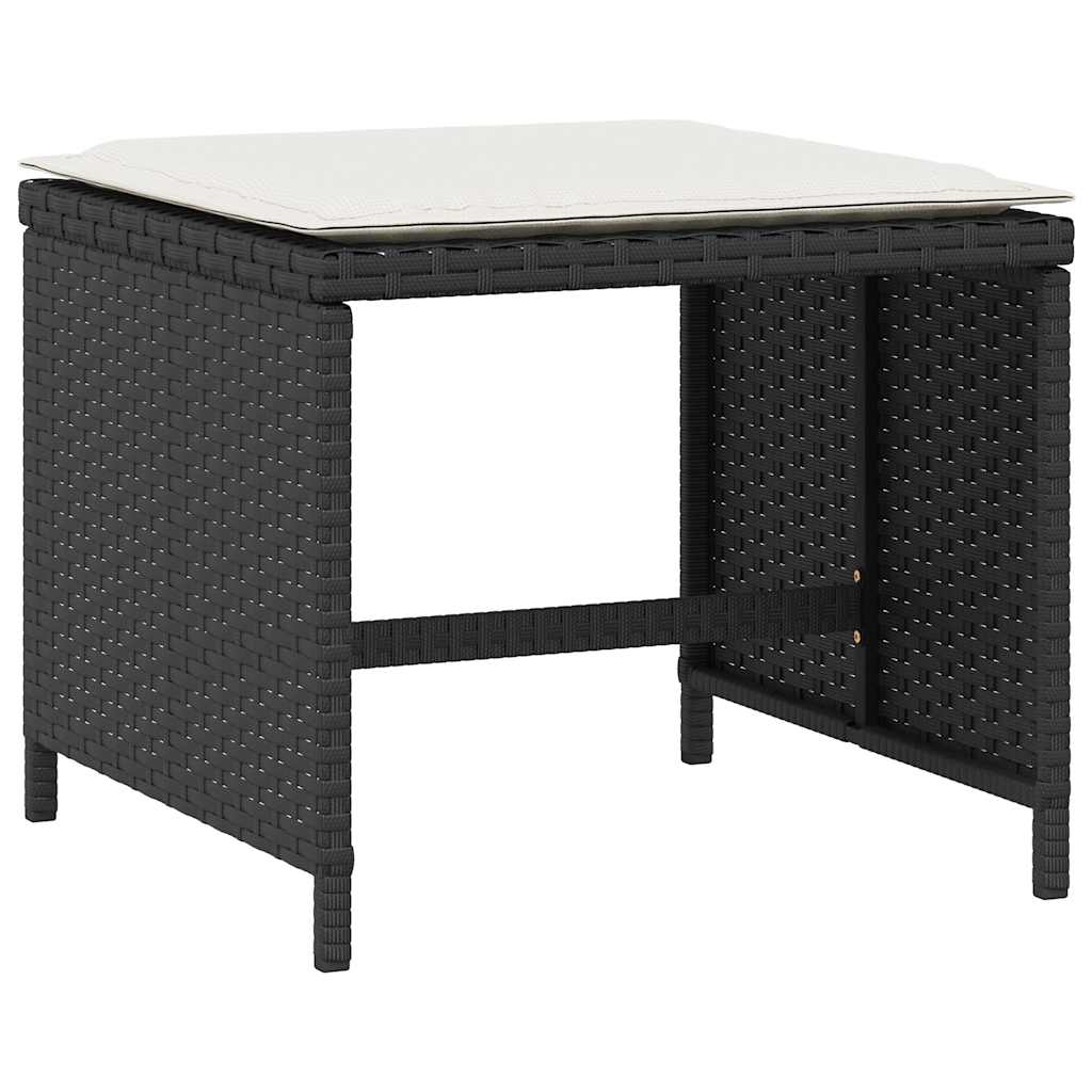 5-tlg. Garten-Essgruppe mit Kissen Schwarz Poly Rattan