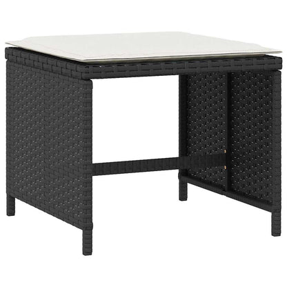 5-tlg. Garten-Essgruppe mit Kissen Schwarz Poly Rattan