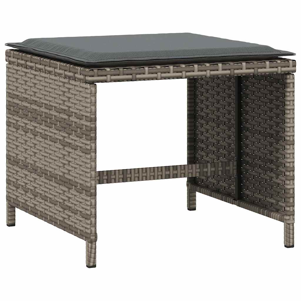 5-tlg. Garten-Essgruppe mit Kissen Grau Poly Rattan