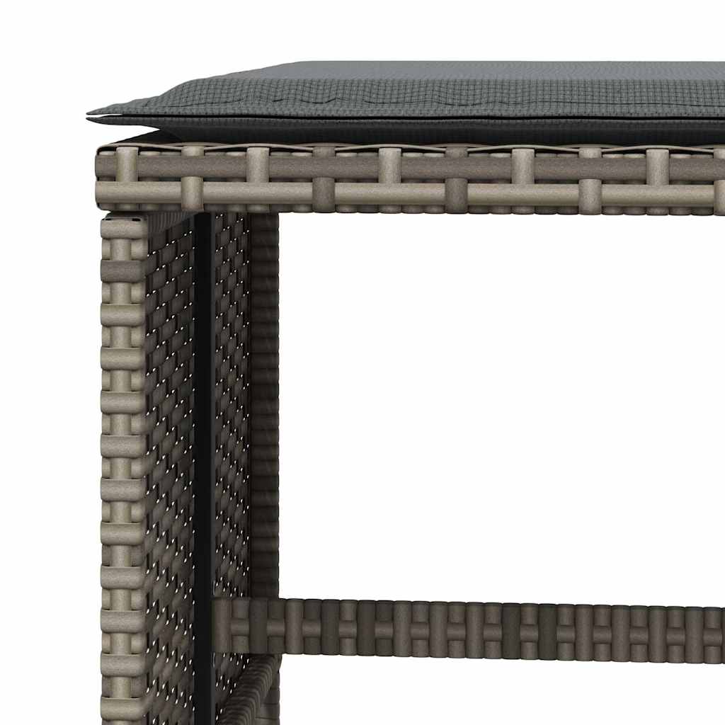 5-tlg. Garten-Essgruppe mit Kissen Grau Poly Rattan