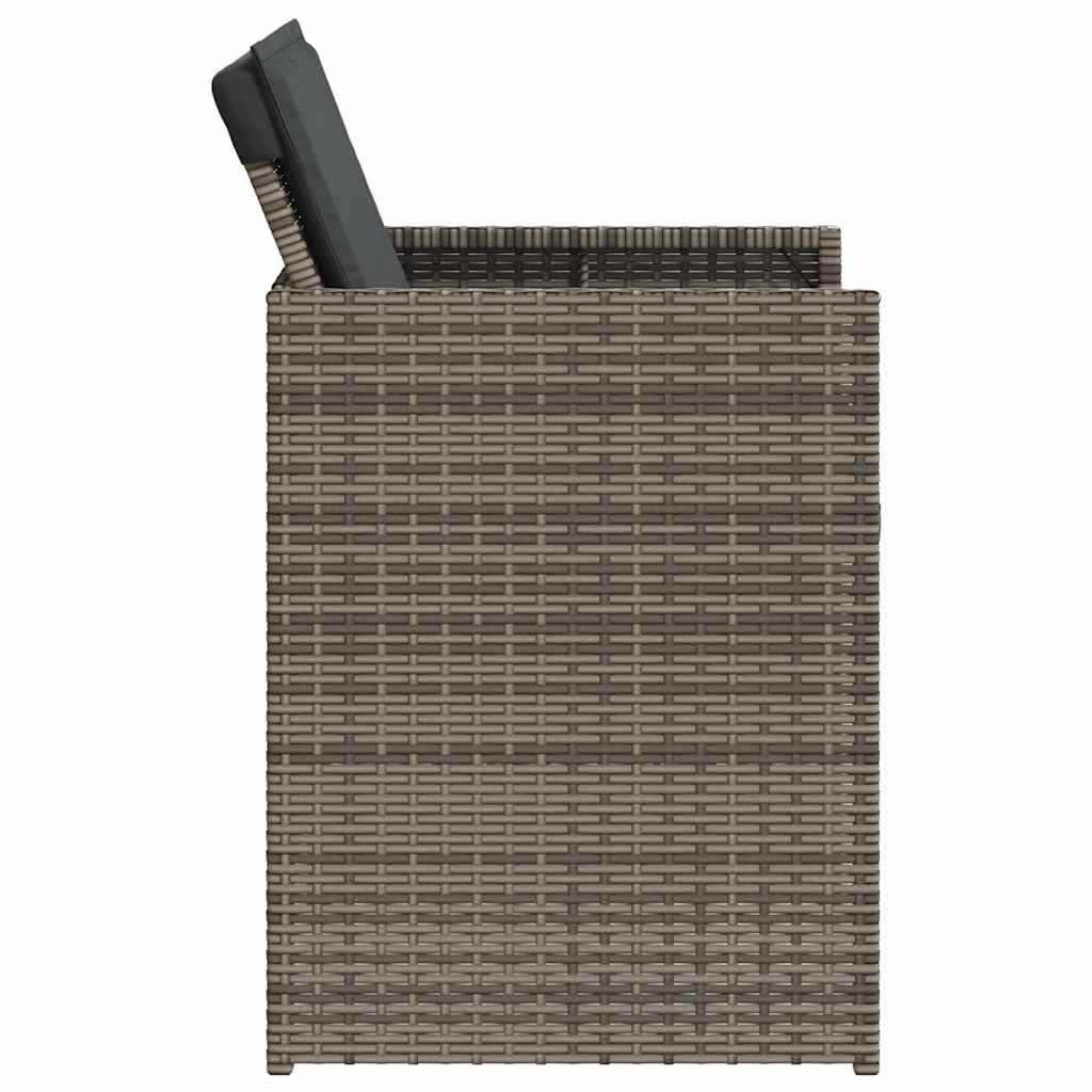 5-tlg. Garten-Essgruppe mit Kissen Grau Poly Rattan