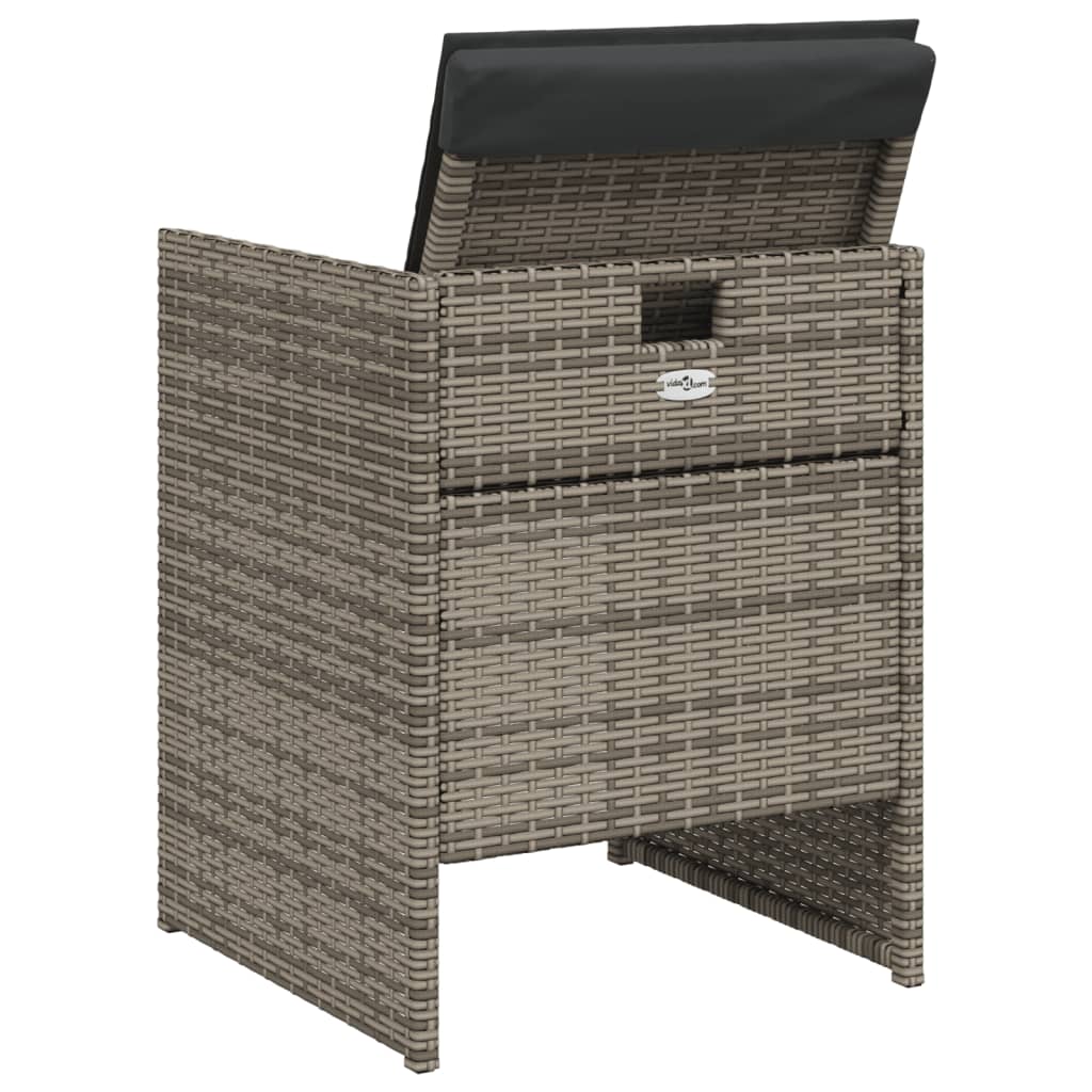 5-tlg. Garten-Essgruppe mit Kissen Grau Poly Rattan