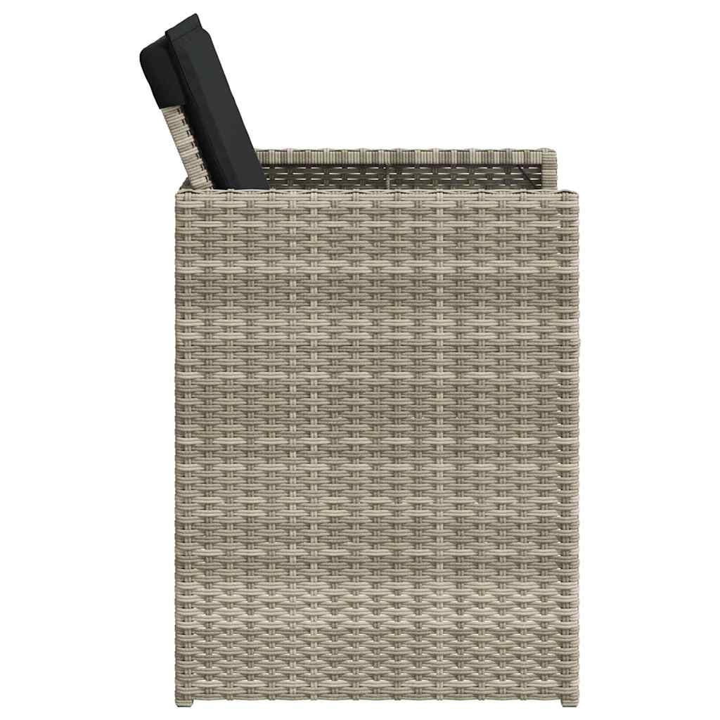 5-tlg. Garten-Essgruppe mit Kissen Hellgrau Poly Rattan