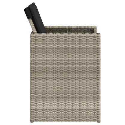 5-tlg. Garten-Essgruppe mit Kissen Hellgrau Poly Rattan