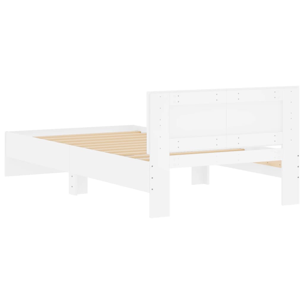 Bed frame with headboard white 100x200 cm wood material