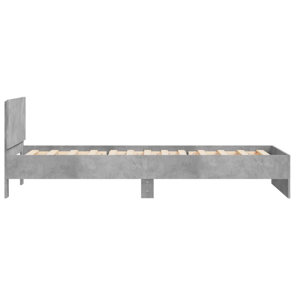 Bed frame with headboard concrete grey 100x200 cm wood material