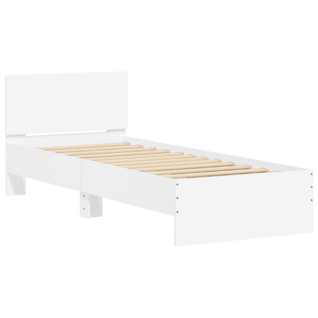 Bed frame with headboard white 90x200 cm wood material