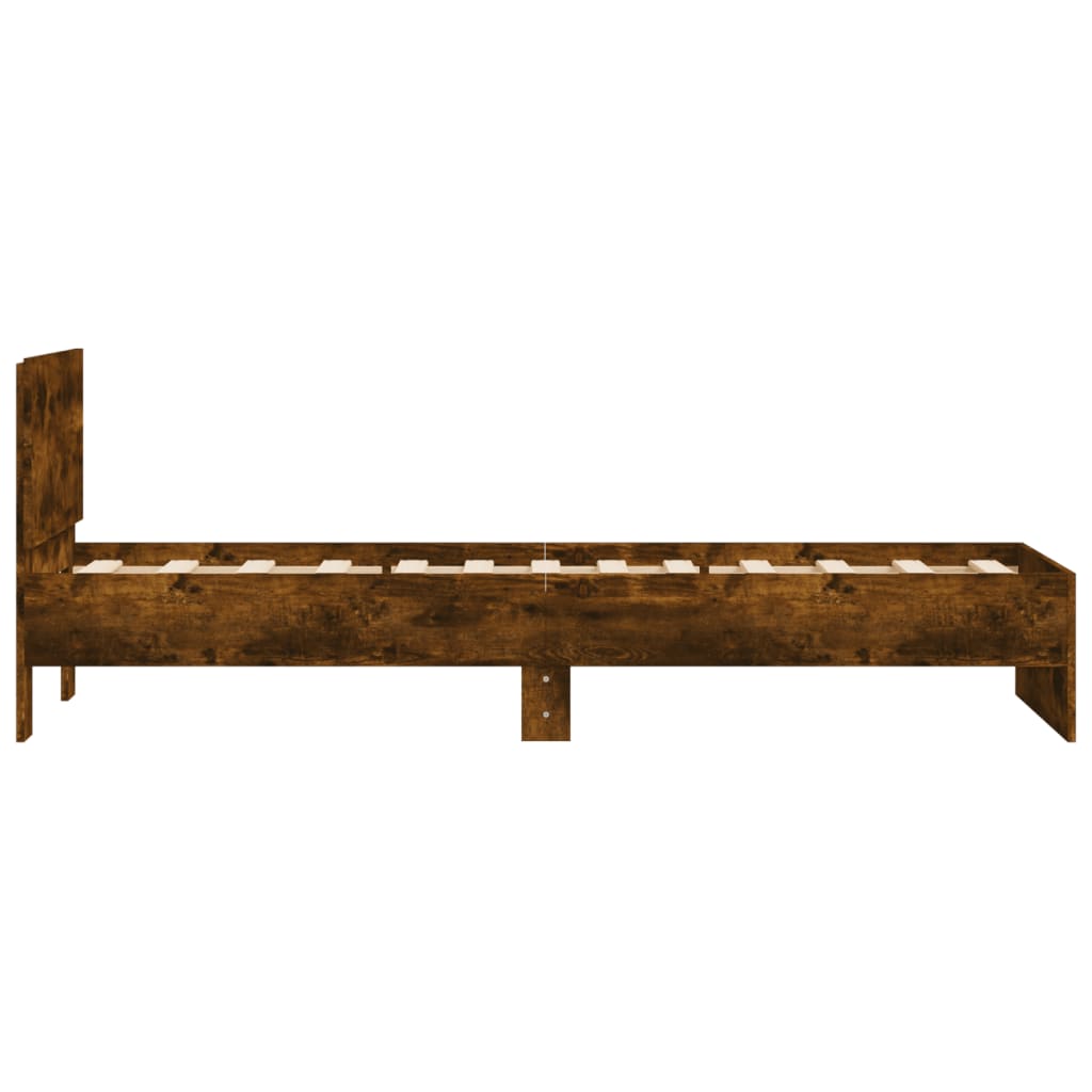 Bed frame with headboard smoked oak 75x190 cm wood material