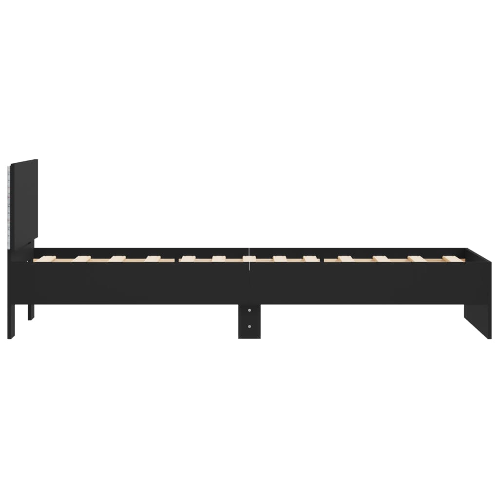 Bed frame with headboard and LED lights Black 75x190 cm