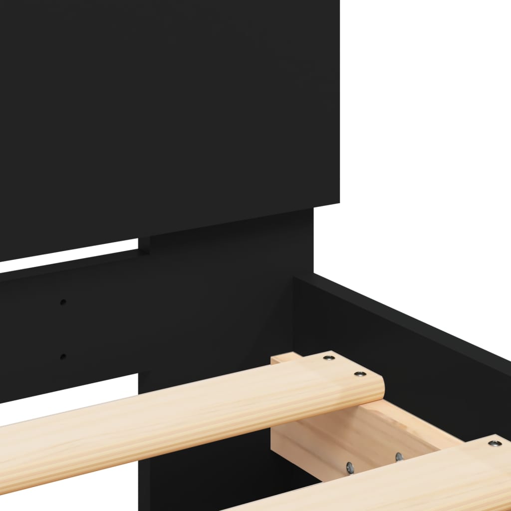 Bed frame with headboard and LED lights Black 75x190 cm