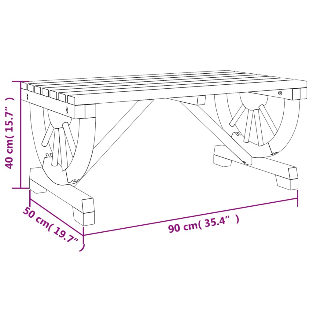 Table basse de jardin 90x50x40 cm en bois de sapin massif