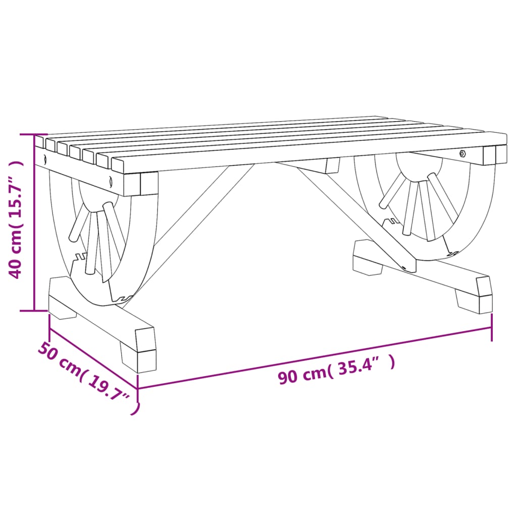Table basse de jardin 90x50x40 cm en bois de sapin massif
