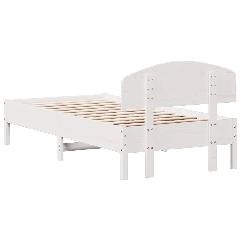 Massivholzbett ohne Matratze Weiß 75x190 cm Kiefernholz