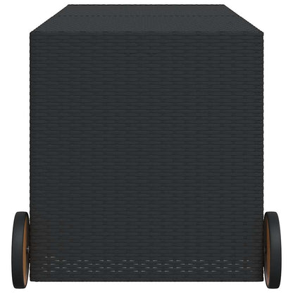 Gartentruhe mit Rollen Schwarz 283L Poly Rattan