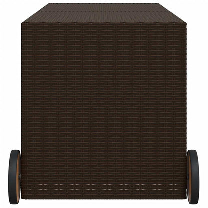 Gartentruhe mit Rollen Braun 283L Poly Rattan