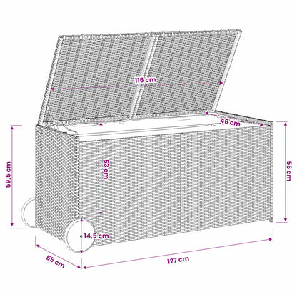 Gartentruhe mit Rollen Grau 283L Poly Rattan