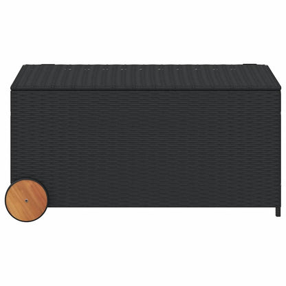 Gartentruhe mit Rollen Schwarz 190L Poly Rattan