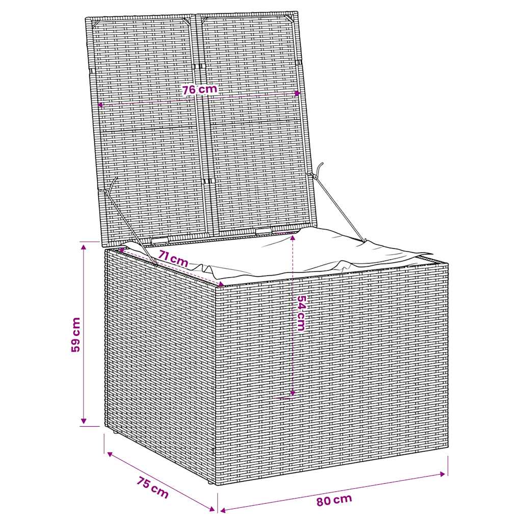 Gartentruhe Grau 291L Poly Rattan