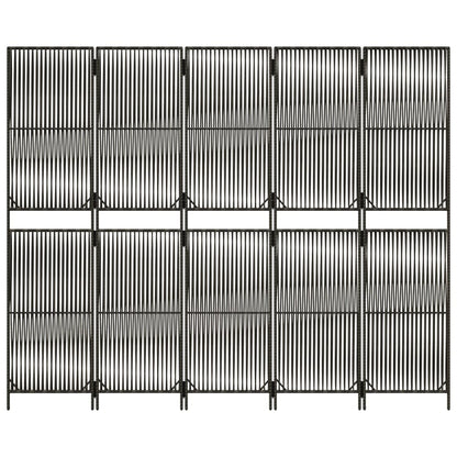 Paravent 5-tlg. Grau Poly Rattan