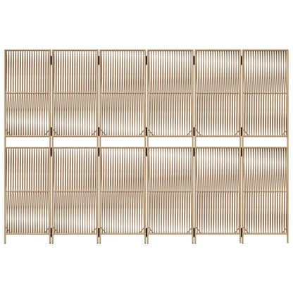 Paravent 6-tlg. Beige Poly Rattan