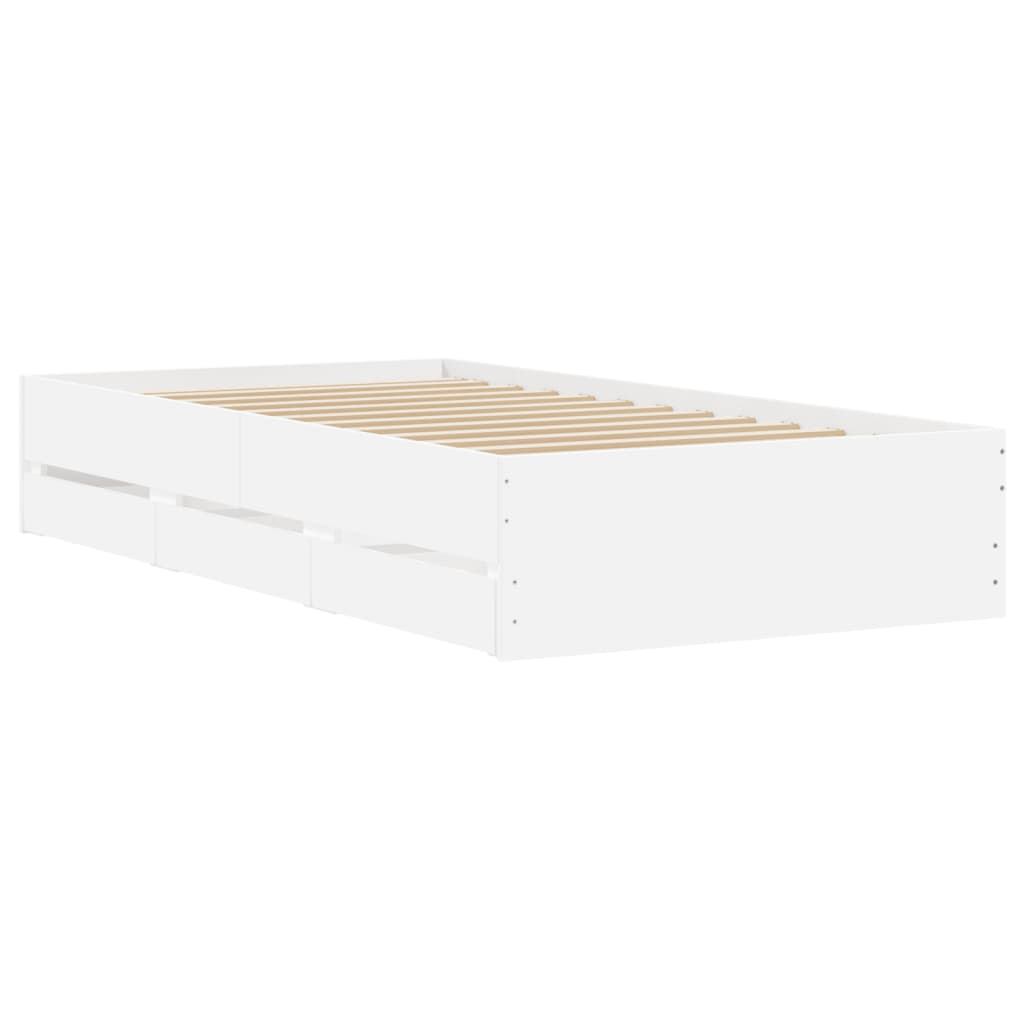 Bettgestell mit Schubladen Weiß 100x200 cm Holzwerkstoff