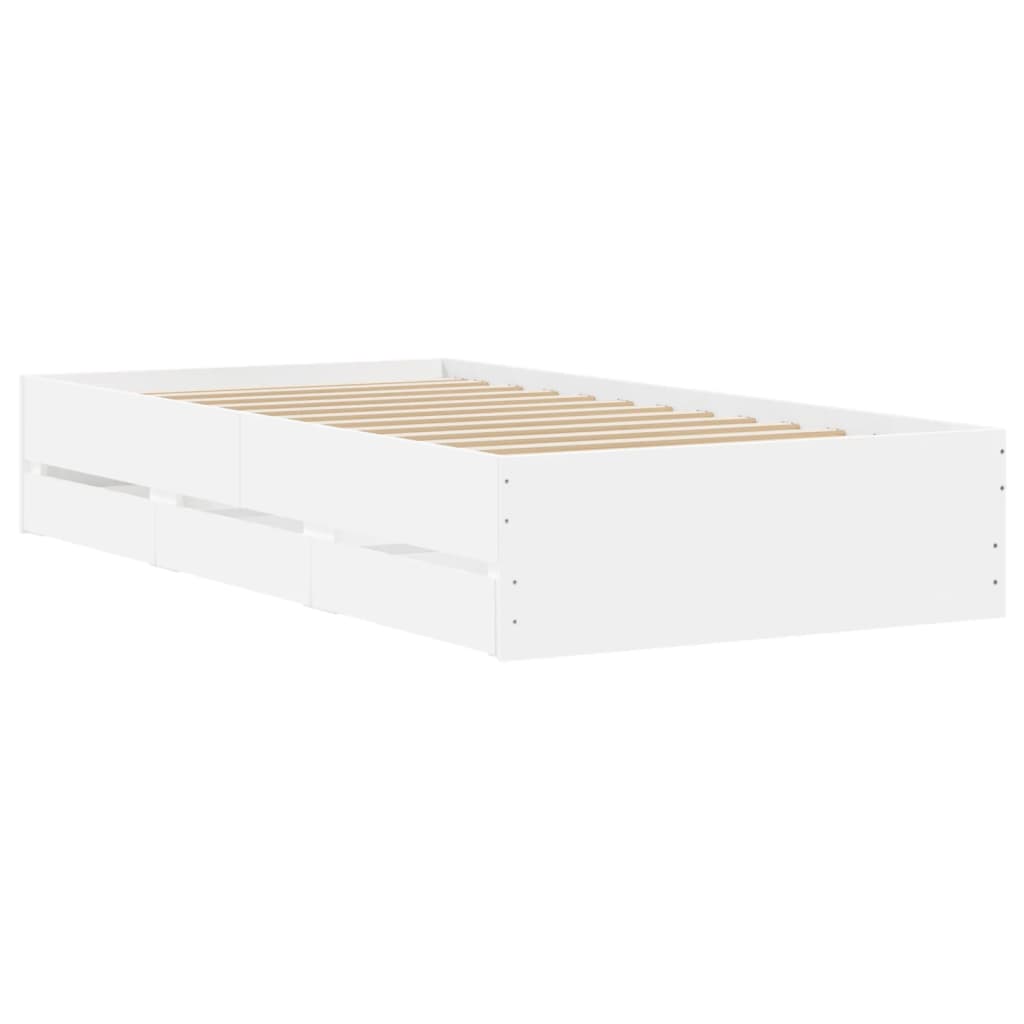 Bettgestell mit Schubladen Weiß 100x200 cm Holzwerkstoff