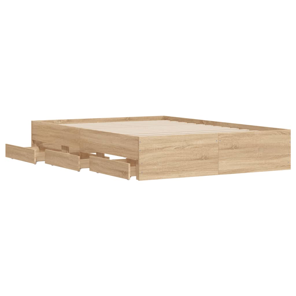 Bettgestell mit Schubladen Sonoma-Eiche 135x190cm Holzwerkstoff