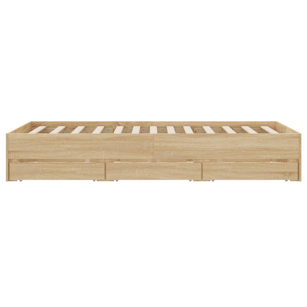 Bettgestell mit Schubladen Sonoma-Eiche 135x190cm Holzwerkstoff