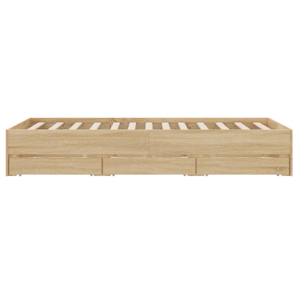 Bettgestell mit Schubladen Sonoma-Eiche 120x190cm Holzwerkstoff
