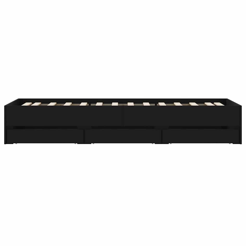 Bettgestell mit Schubladen Schwarz 90x190 cm Holzwerkstoff