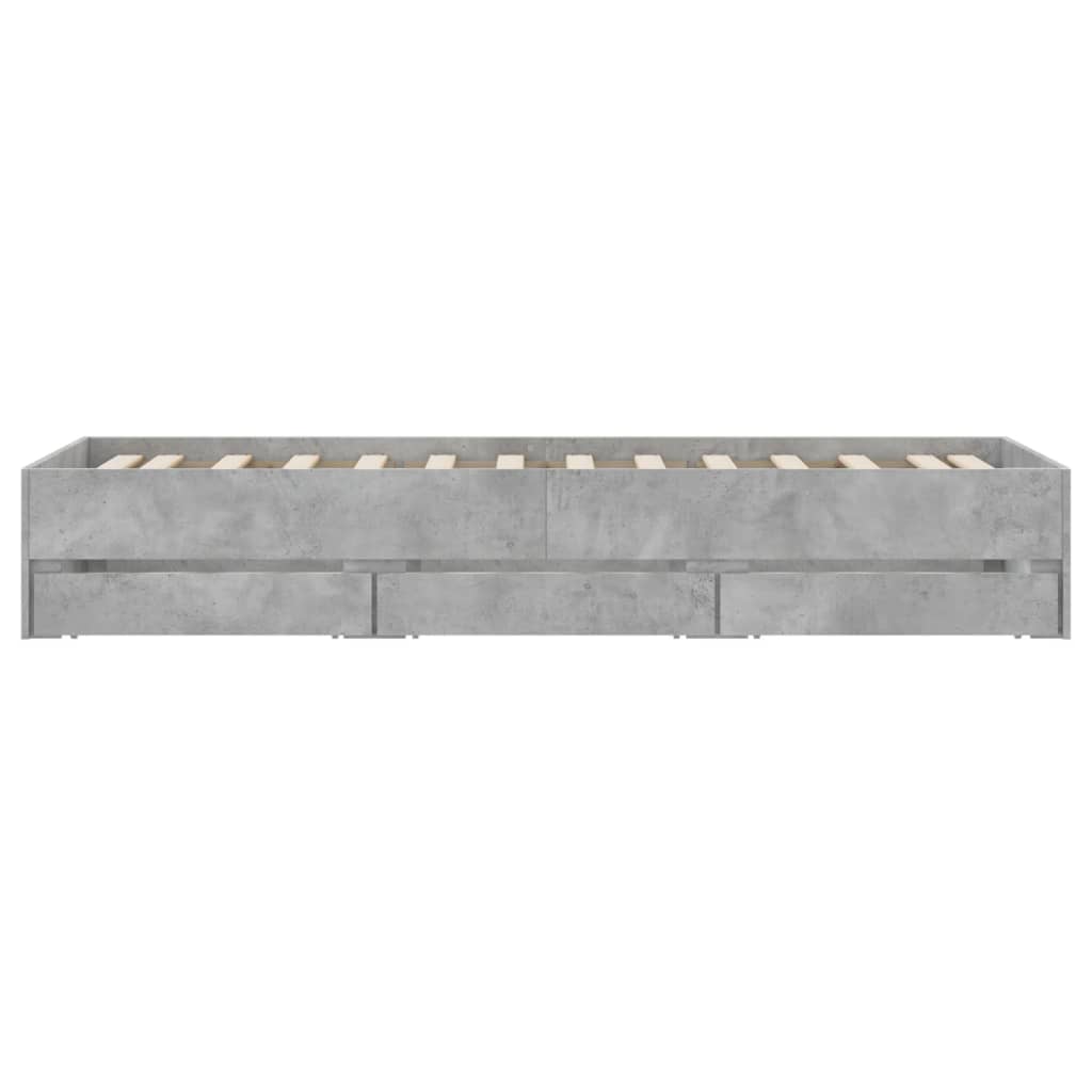 Bettgestell mit Schubladen Betongrau 90x190 cm Holzwerkstoff
