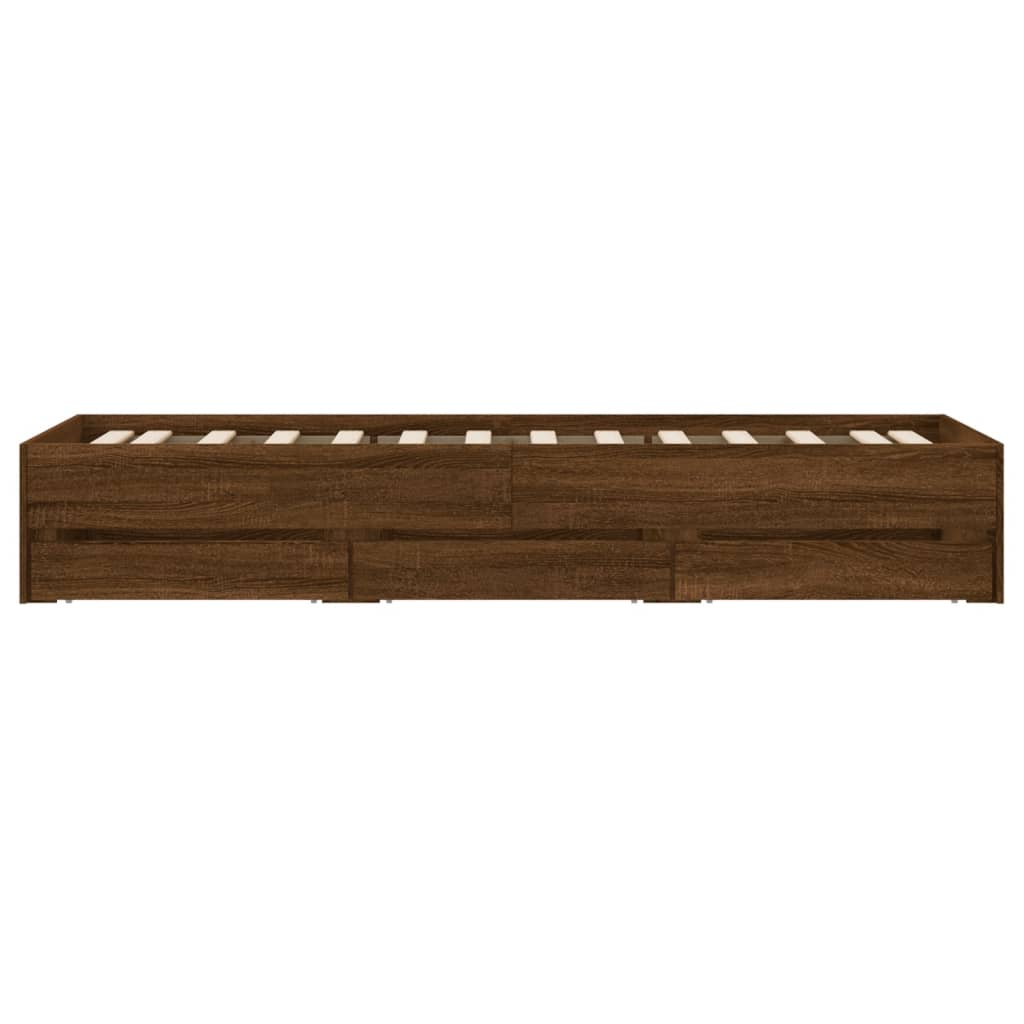 Bettgestell mit Schubladen Braun Eichen-Optik 90x190 cm