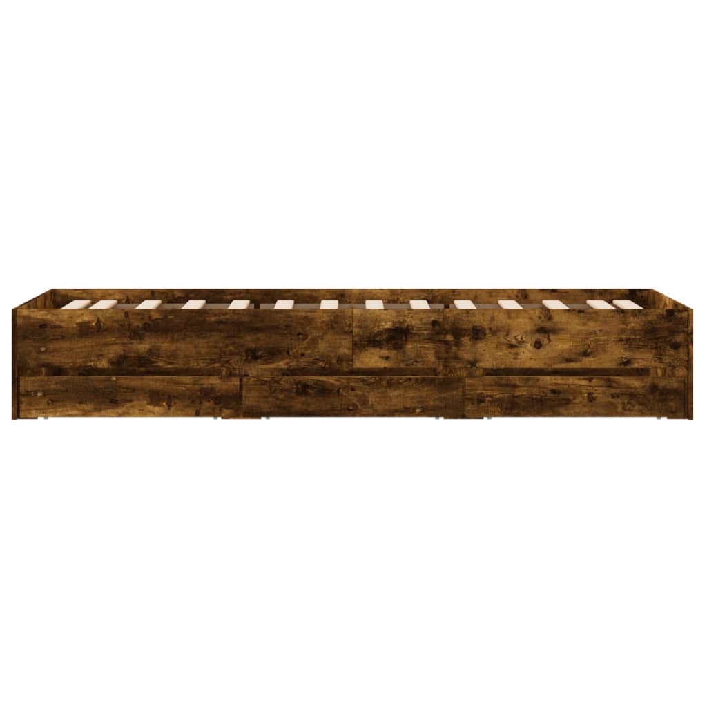 Bettgestell mit Schubladen Räuchereiche 75x190 cm Holzwerkstoff