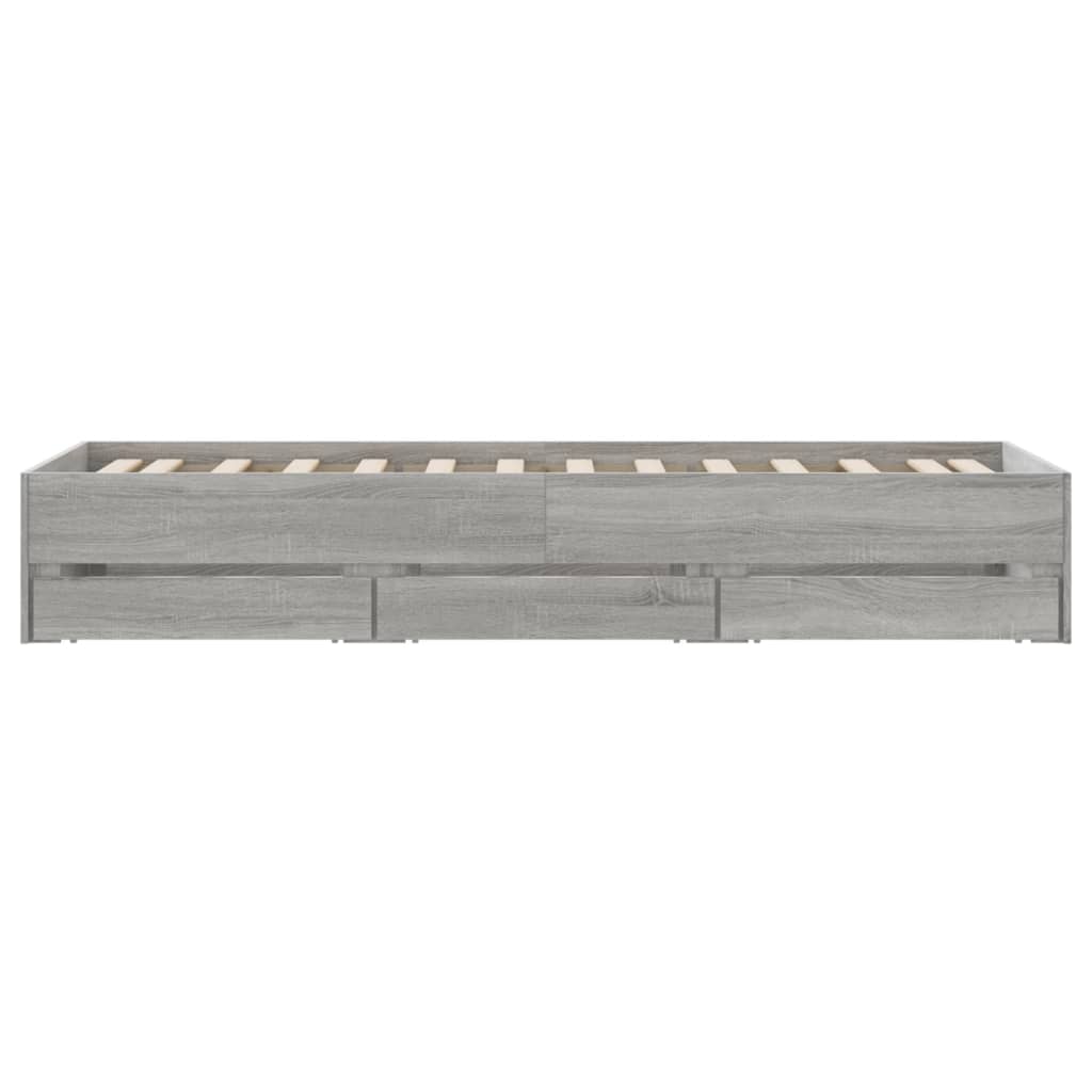 Bettgestell mit Schubladen Grau Sonoma 75x190 cm Holzwerkstoff