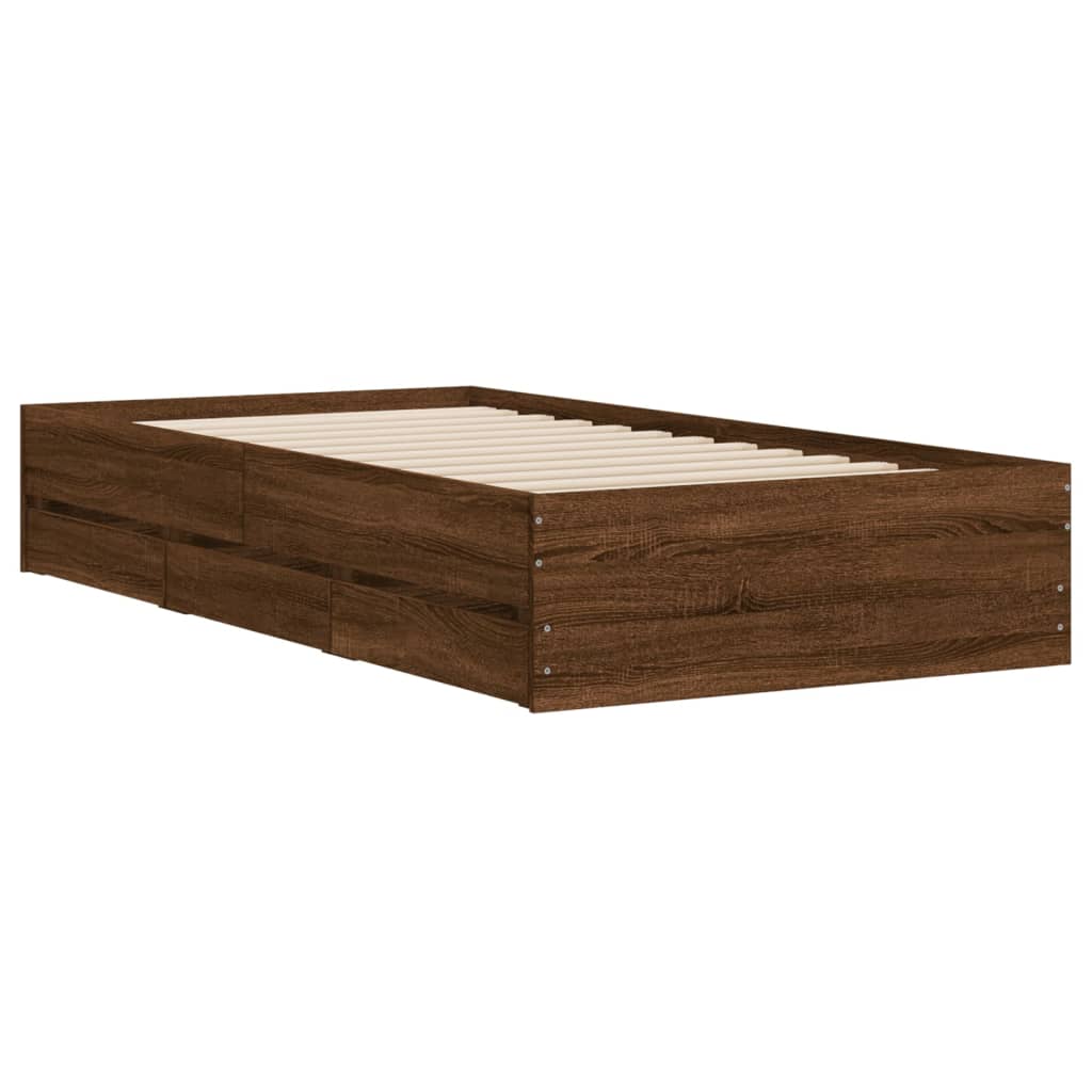 Bettgestell mit Schubladen Braun Eichen-Optik 75x190 cm