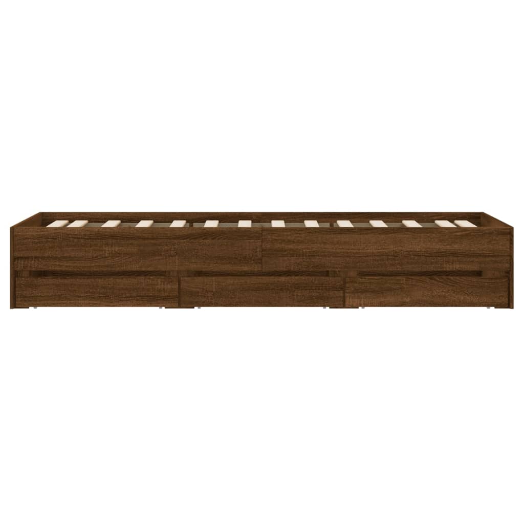 Bettgestell mit Schubladen Braun Eichen-Optik 75x190 cm