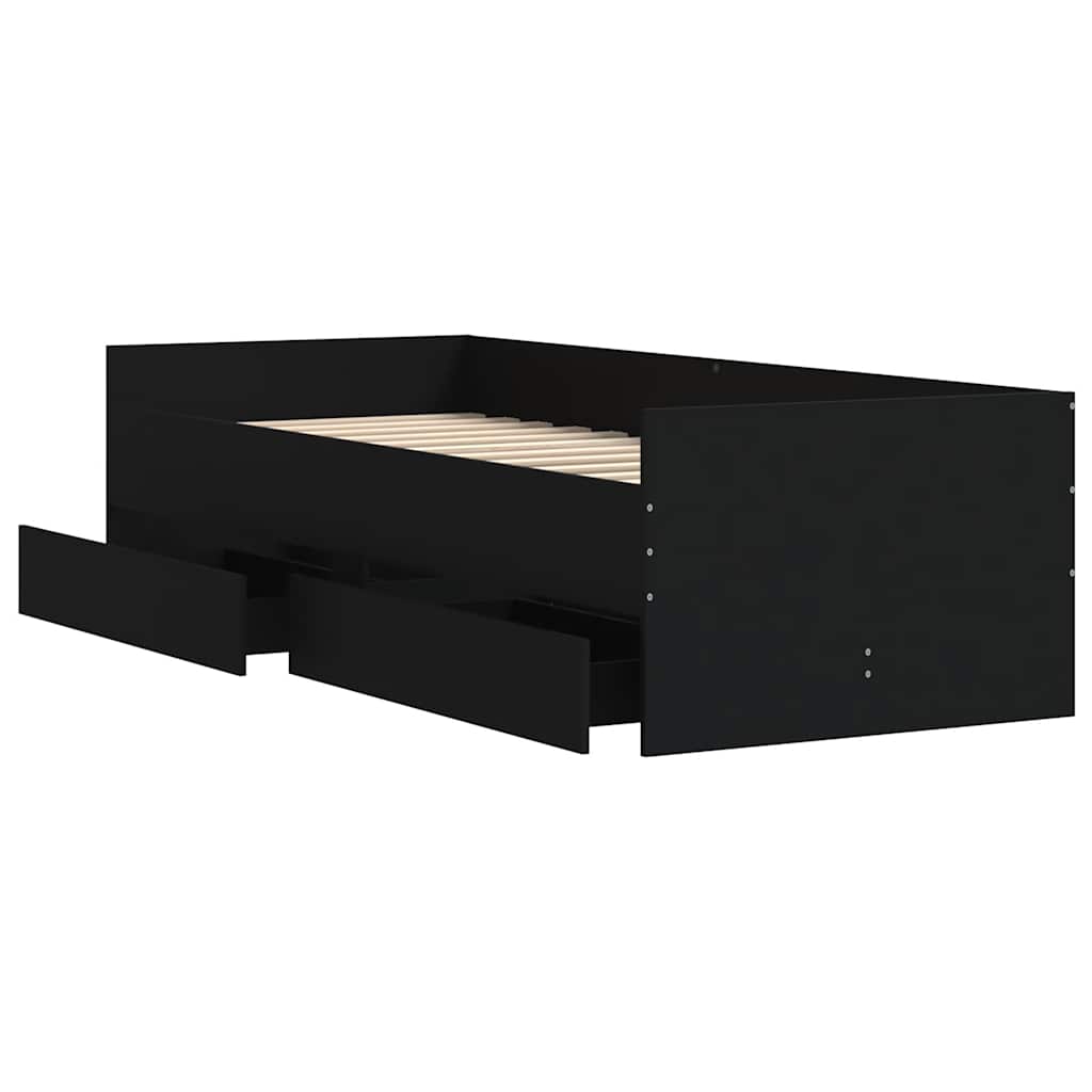 Bettgestell mit Schubladen Schwarz 90x190 cm