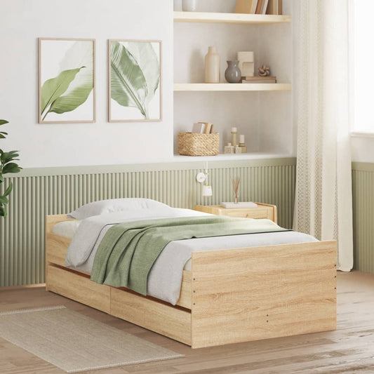 Bett mit Schubladen Sonoma-Eiche 75x190 cm