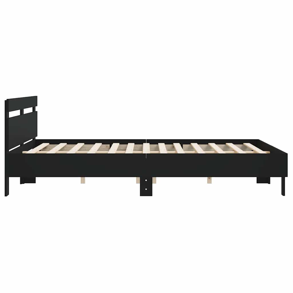Bettgestell mit Kopfteil Schwarz 180x200 cm Holzwerkstoff